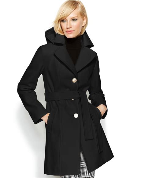 michael kors hooded belted raincoat|Michael Kors raincoat with hood.